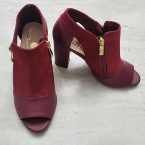 Burgundy Open Toe Heeled Shoes